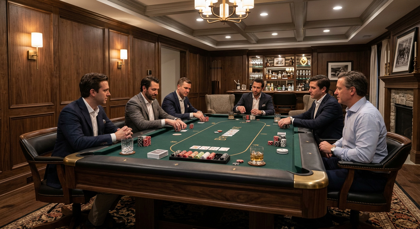 A Brilliant Billiards pool and poker table arranged for seated card play