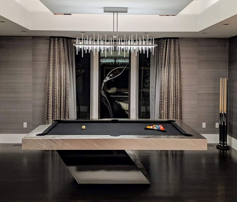 Stainless steel finish detail on Optimus pool table