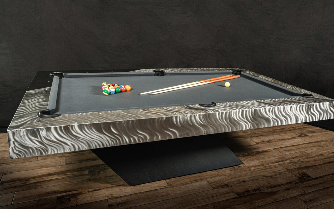 Walnut wood craftsmanship detail on Optimus pool table