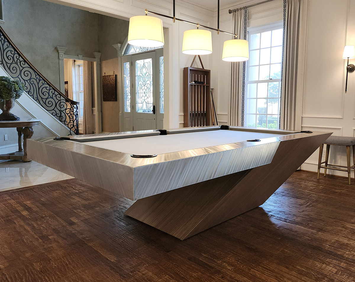 Optimus high-end Catalina style billiard table with gloss walnut finish