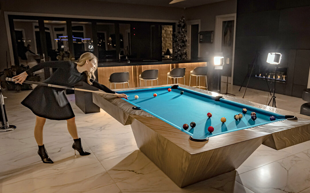 Optimus Catalina handcrafted pool table styled for luxury interiors