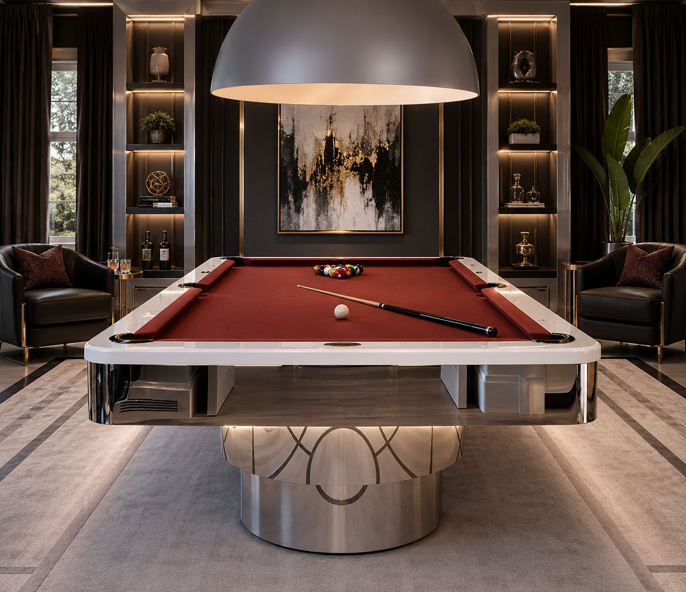 Art Deco luxury billiard table with custom finishes and premium craftsmanship