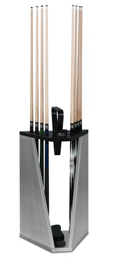 Freestanding cue rack design from Brilliant Billiards