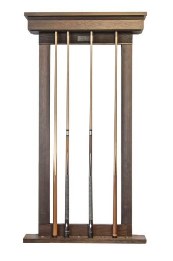 Wall-mounted cue rack design from Brilliant Billiards