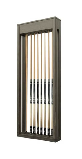 Wall-mounted cue rack design from Brilliant Billiards