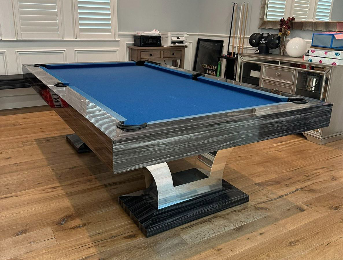 Silver Wing custom pool table from the Brilliant Billiards collection
